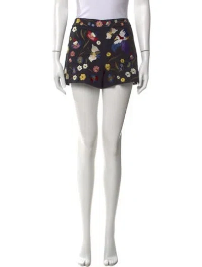 Pre-owned Alice And Olivia Floral Print Mini Shorts In Black