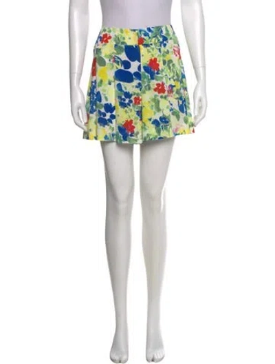 Pre-owned Alice And Olivia Floral Print Mini Shorts In Blue