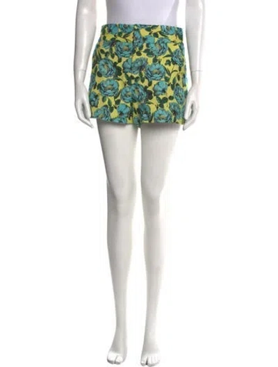 Pre-owned Alice And Olivia Floral Print Mini Shorts In Blue