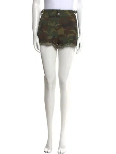 Pre-owned Alice And Olivia Floral Print Mini Shorts In Green