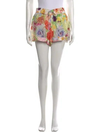 Pre-owned Alice And Olivia Floral Print Mini Shorts In Orange