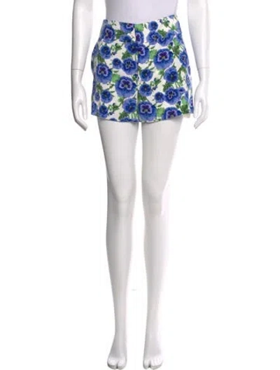 Pre-owned Alice And Olivia Floral Print Mini Shorts In White