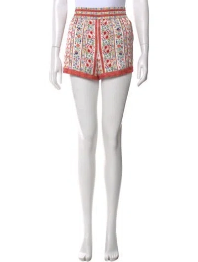 Pre-owned Alice And Olivia Floral Print Mini Shorts In White