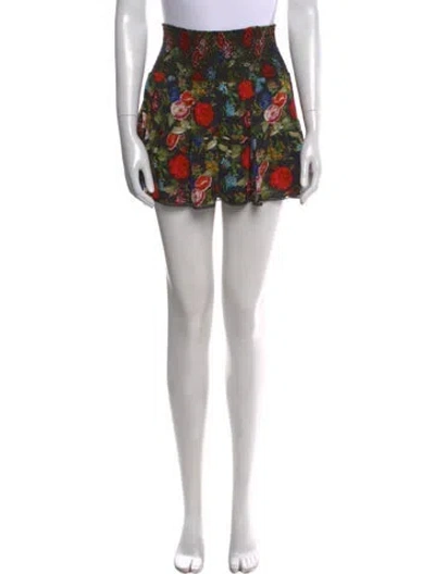 Pre-owned Alice And Olivia Floral Print Mini Skirt In Black