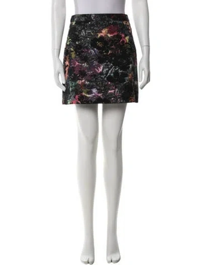 Pre-owned Alice And Olivia Floral Print Mini Skirt In Black