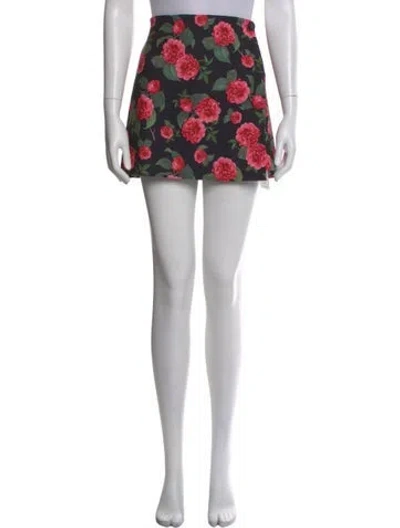 Pre-owned Alice And Olivia Floral Print Mini Skirt In Black