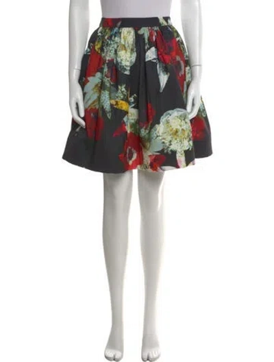 Pre-owned Alice And Olivia Floral Print Mini Skirt In Black