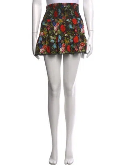 Pre-owned Alice And Olivia Floral Print Mini Skirt In Black