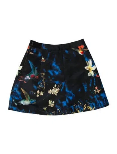 Pre-owned Alice And Olivia Floral Print Mini Skirt In Black