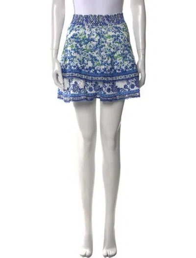 Pre-owned Alice And Olivia Floral Print Mini Skirt In Blue