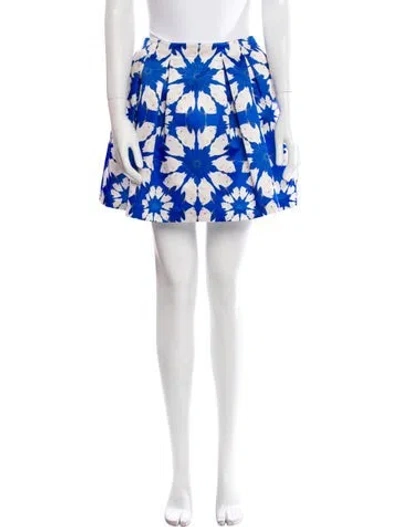 Pre-owned Alice And Olivia Floral Print Mini Skirt In Blue