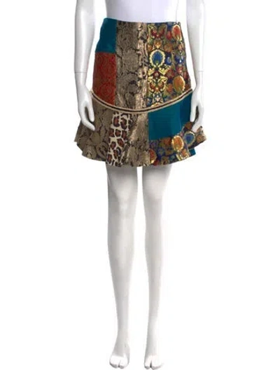 Pre-owned Alice And Olivia Floral Print Mini Skirt In Blue