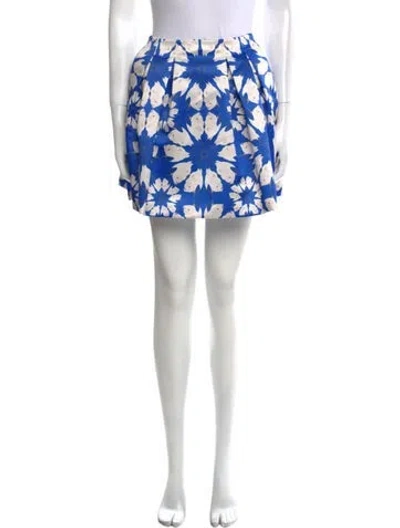 Pre-owned Alice And Olivia Floral Print Mini Skirt In Blue