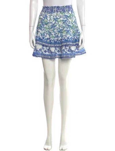 Pre-owned Alice And Olivia Floral Print Mini Skirt In Blue