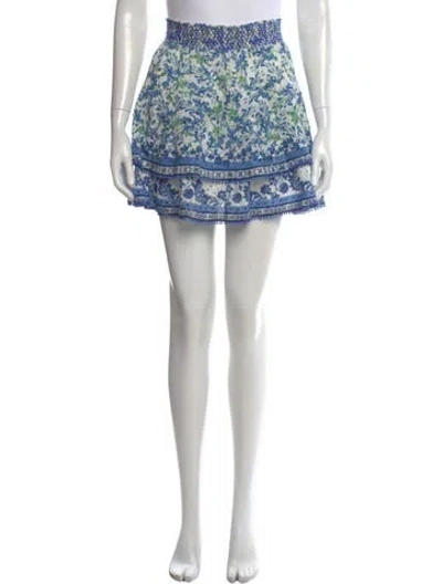 Pre-owned Alice And Olivia Floral Print Mini Skirt In Blue