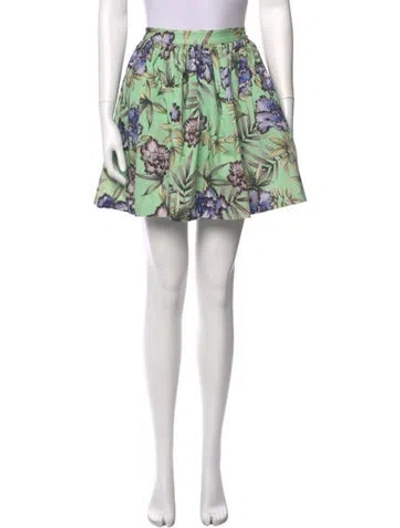 Pre-owned Alice And Olivia Floral Print Mini Skirt In Green