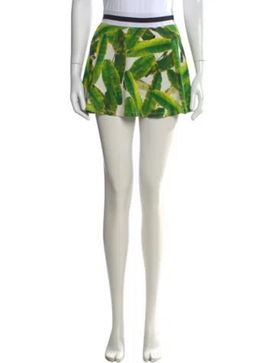 Pre-owned Alice And Olivia Floral Print Mini Skirt In Green