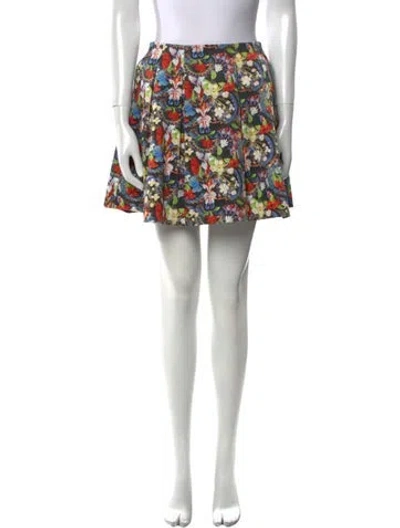 Pre-owned Alice And Olivia Floral Print Mini Skirt In Multi