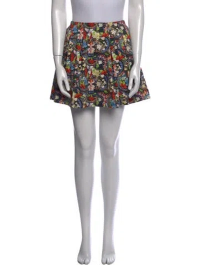 Pre-owned Alice And Olivia Floral Print Mini Skirt In Multi
