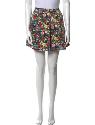 Pre-owned Alice And Olivia Floral Print Mini Skirt In Multi