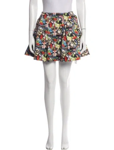 Pre-owned Alice And Olivia Floral Print Mini Skirt In Multi