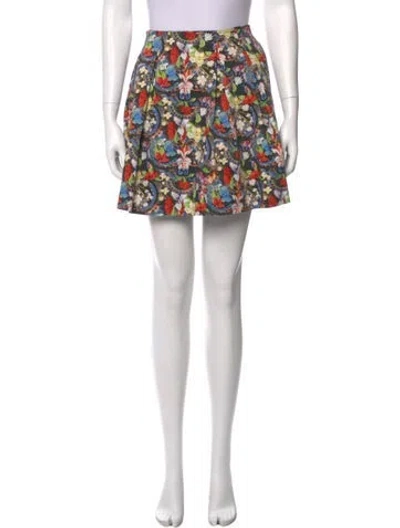Pre-owned Alice And Olivia Floral Print Mini Skirt In Multi