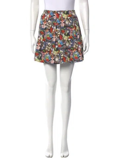 Pre-owned Alice And Olivia Floral Print Mini Skirt In Multi