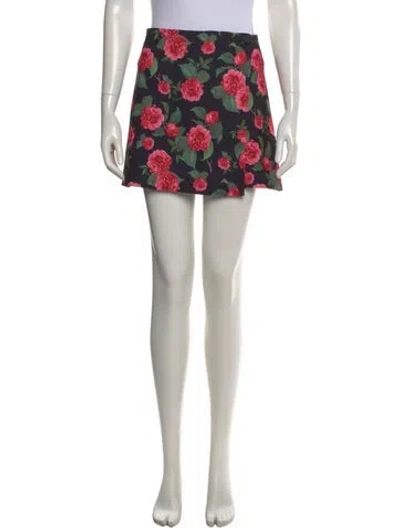 Pre-owned Alice And Olivia Floral Print Mini Skirt In Multi