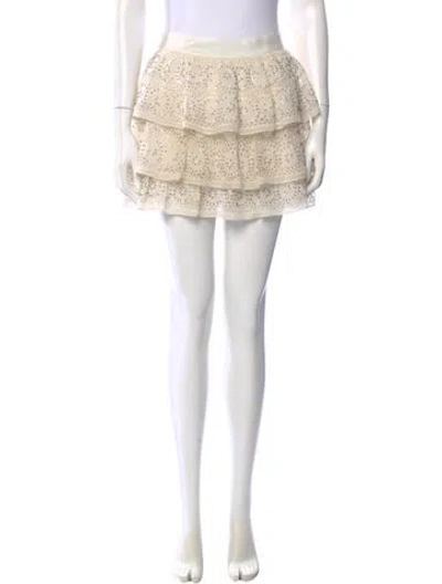 Pre-owned Alice And Olivia Floral Print Mini Skirt In Neutral