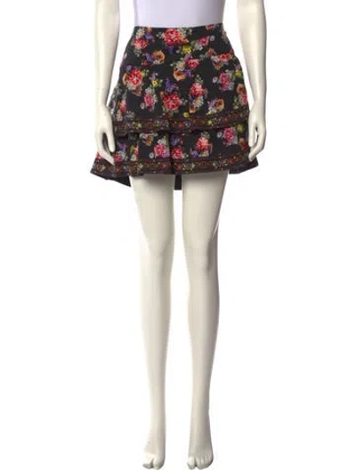 Pre-owned Alice And Olivia Floral Print Mini Skirt In Neutral