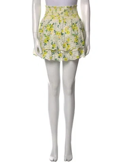 Pre-owned Alice And Olivia Floral Print Mini Skirt In Neutral