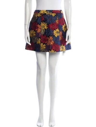 Pre-owned Alice And Olivia Floral Print Mini Skirt In Neutral