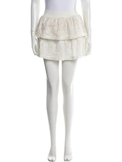 Pre-owned Alice And Olivia Floral Print Mini Skirt In Neutral