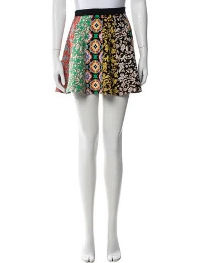 Pre-owned Alice And Olivia Floral Print Mini Skirt In Orange