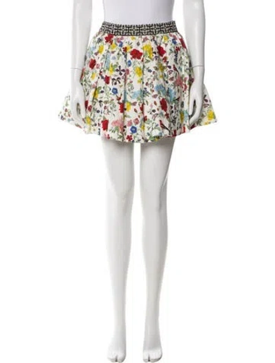 Pre-owned Alice And Olivia Floral Print Mini Skirt In Pink