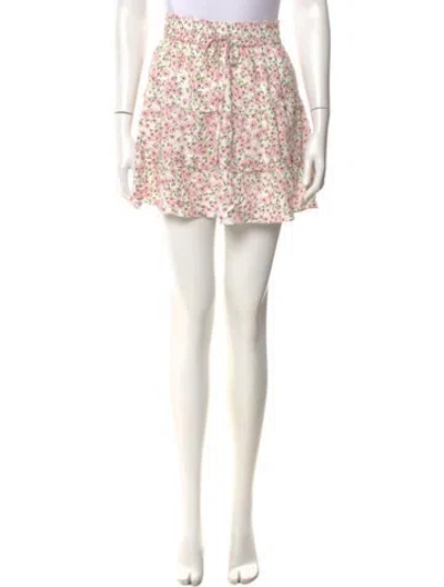Pre-owned Alice And Olivia Floral Print Mini Skirt In Pink