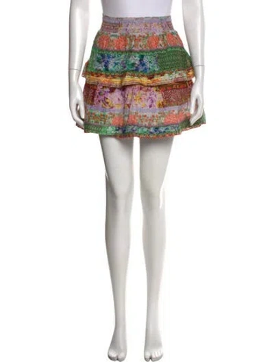 Pre-owned Alice And Olivia Floral Print Mini Skirt In Purple