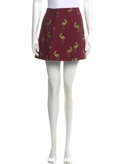 Pre-owned Alice And Olivia Floral Print Mini Skirt In Red