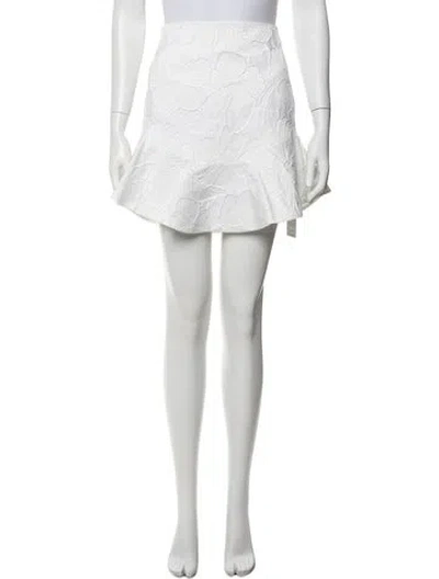 Pre-owned Alice And Olivia Floral Print Mini Skirt W/ Tags In White