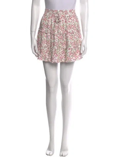 Pre-owned Alice And Olivia Floral Print Mini Skirt In White