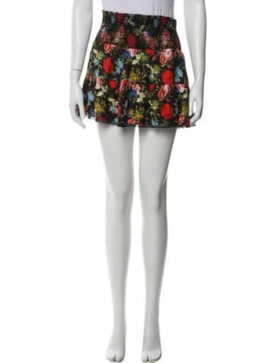 Pre-owned Alice And Olivia Floral Print Mini Skirt In White