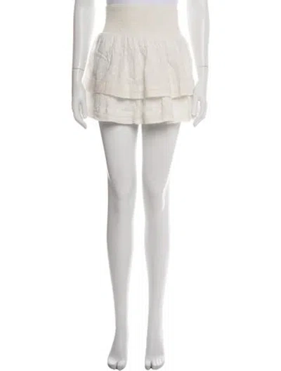 Pre-owned Alice And Olivia Floral Print Mini Skirt In White