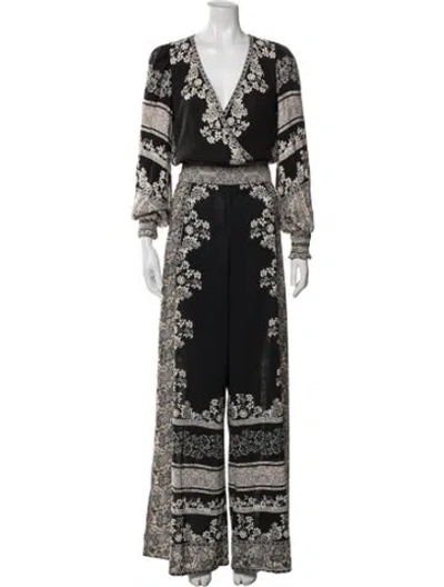 Pre-owned Alice And Olivia Floral Print Pant Set In Black