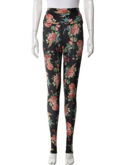 Pre-owned Alice And Olivia Floral Print Pants In Black