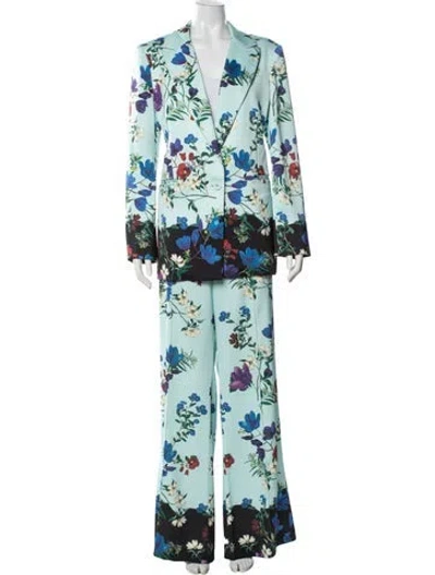 Pre-owned Alice And Olivia Floral Print Pantsuit In Green