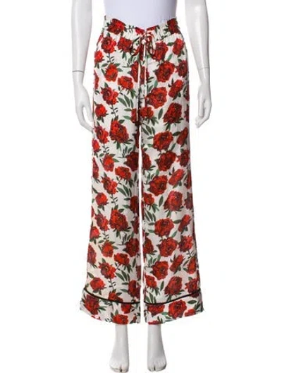 Pre-owned Alice And Olivia Floral Print Pleated Accents Pajamas In Red