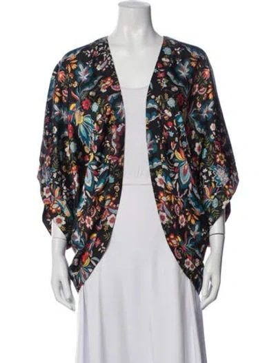 Pre-owned Alice And Olivia Floral Print Robe In Black