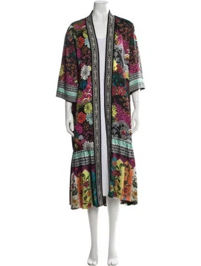 Pre-owned Alice And Olivia Floral Print Robe In Black
