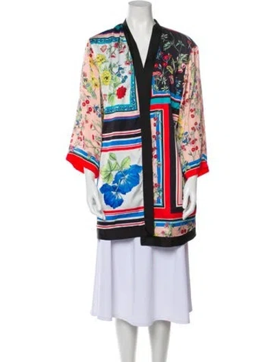 Pre-owned Alice And Olivia Floral Print Robe In Blue