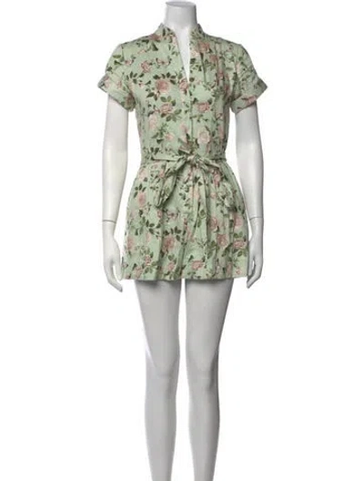 Pre-owned Alice And Olivia Floral Print Romper In White